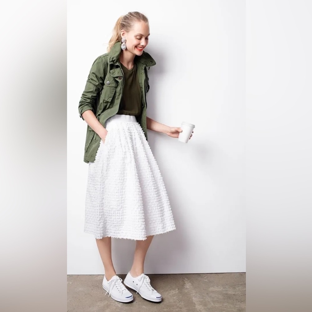 J.Crew White Swiss Dot Skirt